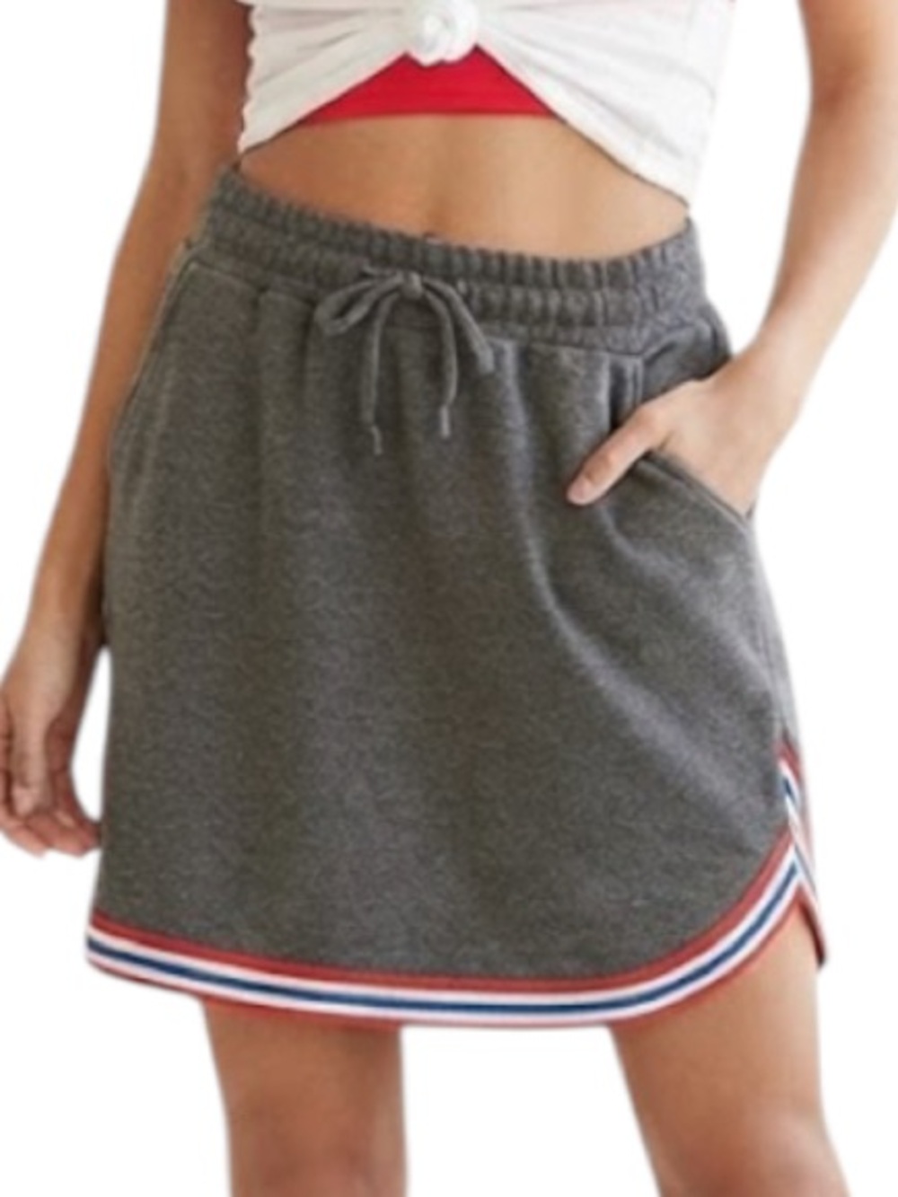 HOT TOPIC Grey Rainbow Stripe Dolphin Skirt Medium